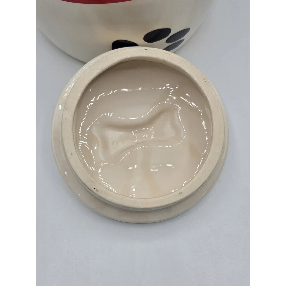 Milk Bone Ceramic Dog Treat Jar Paw Print Lid Vintage Kitchen Canister‎